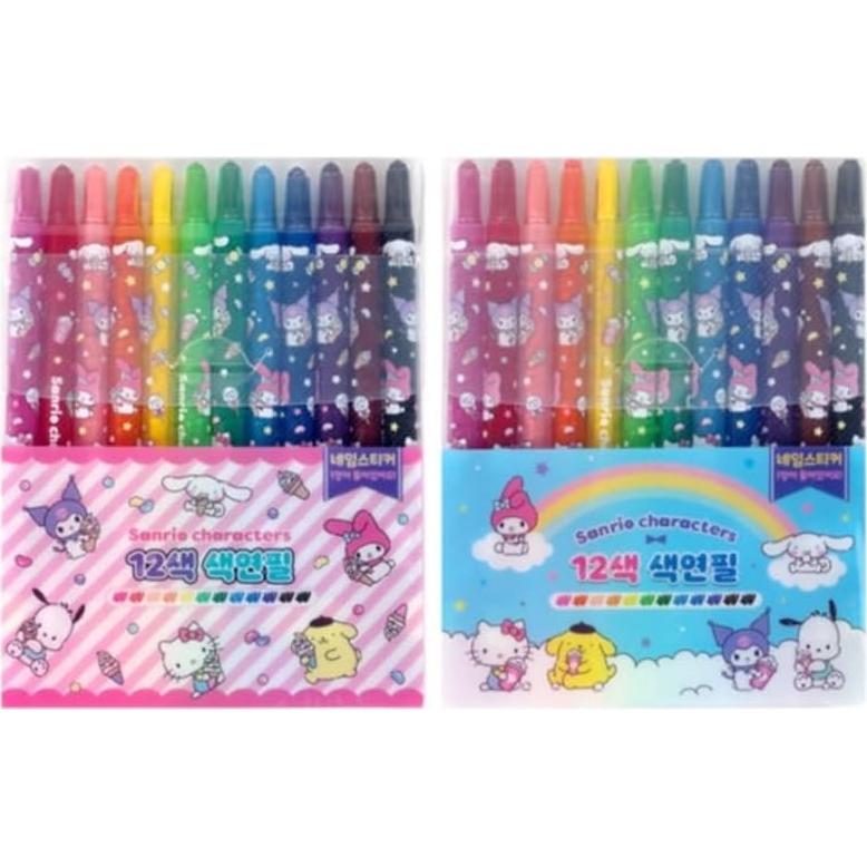 12 Lápices de Colores Giratorios Genérico con Personajes