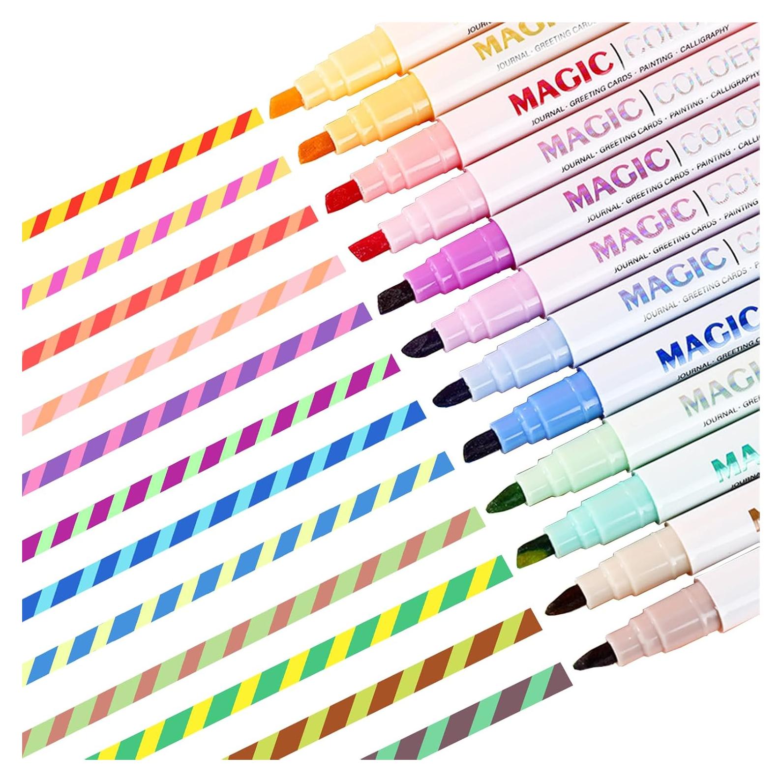 Marcadores Mágicos SAYEEC, 12 Colores Doble Cara, 24 Colores