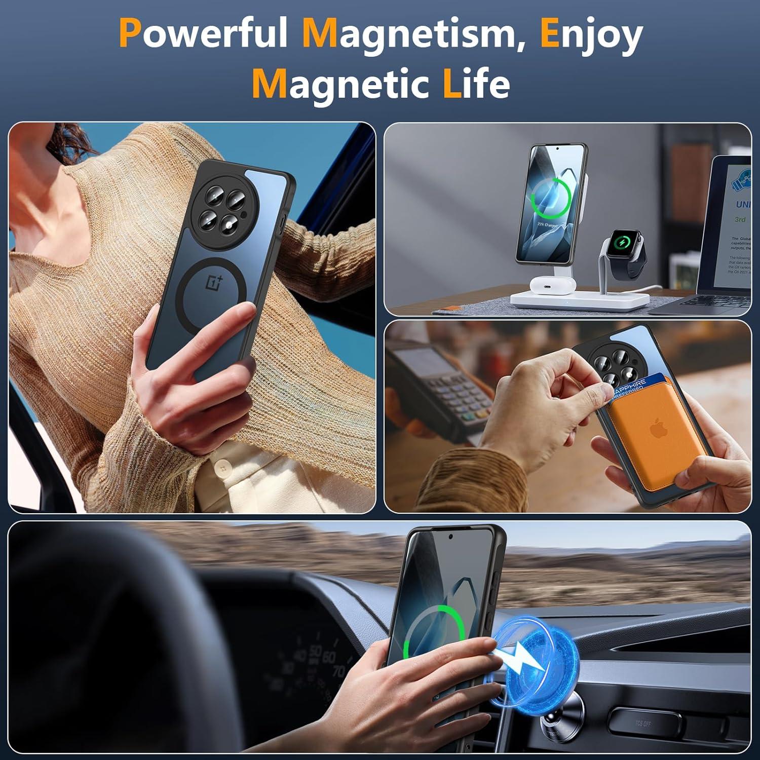 Funda Magnética Hensinple para OnePlus 13 Antigolpes Negro