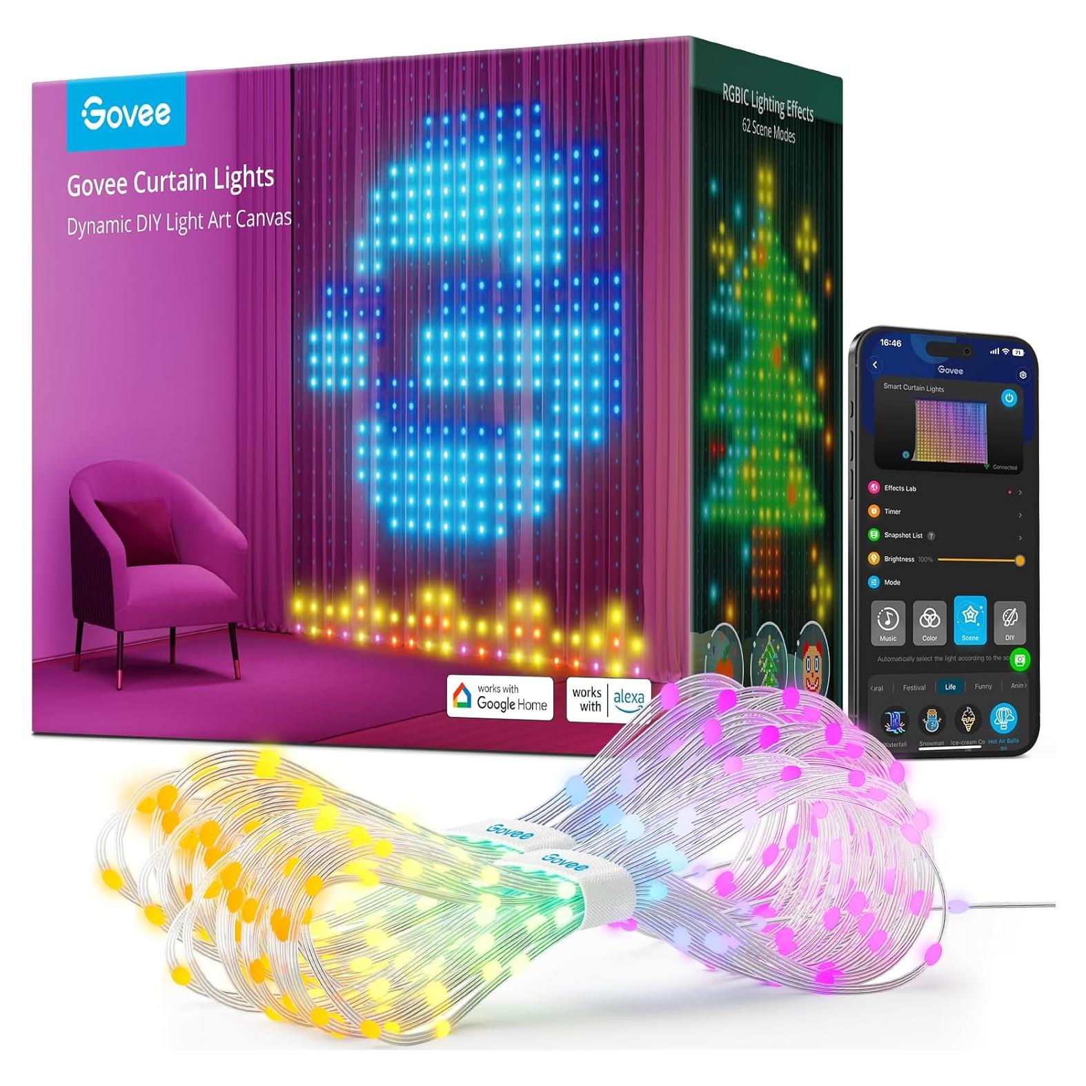 Luces de Cortina LED Govee 1.5x2m RGBIC IP65 Impermeables