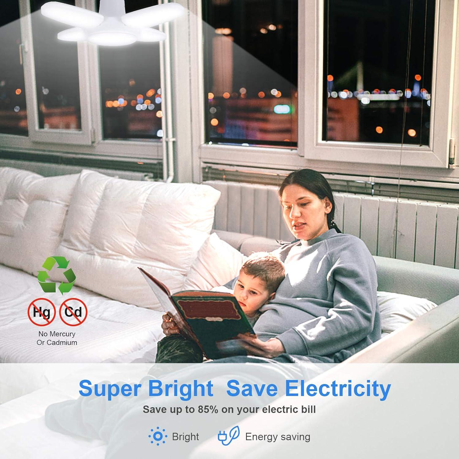 Paquete de 2 Bombillas LED Rieyue 35W Luz Diurna 6500K E26