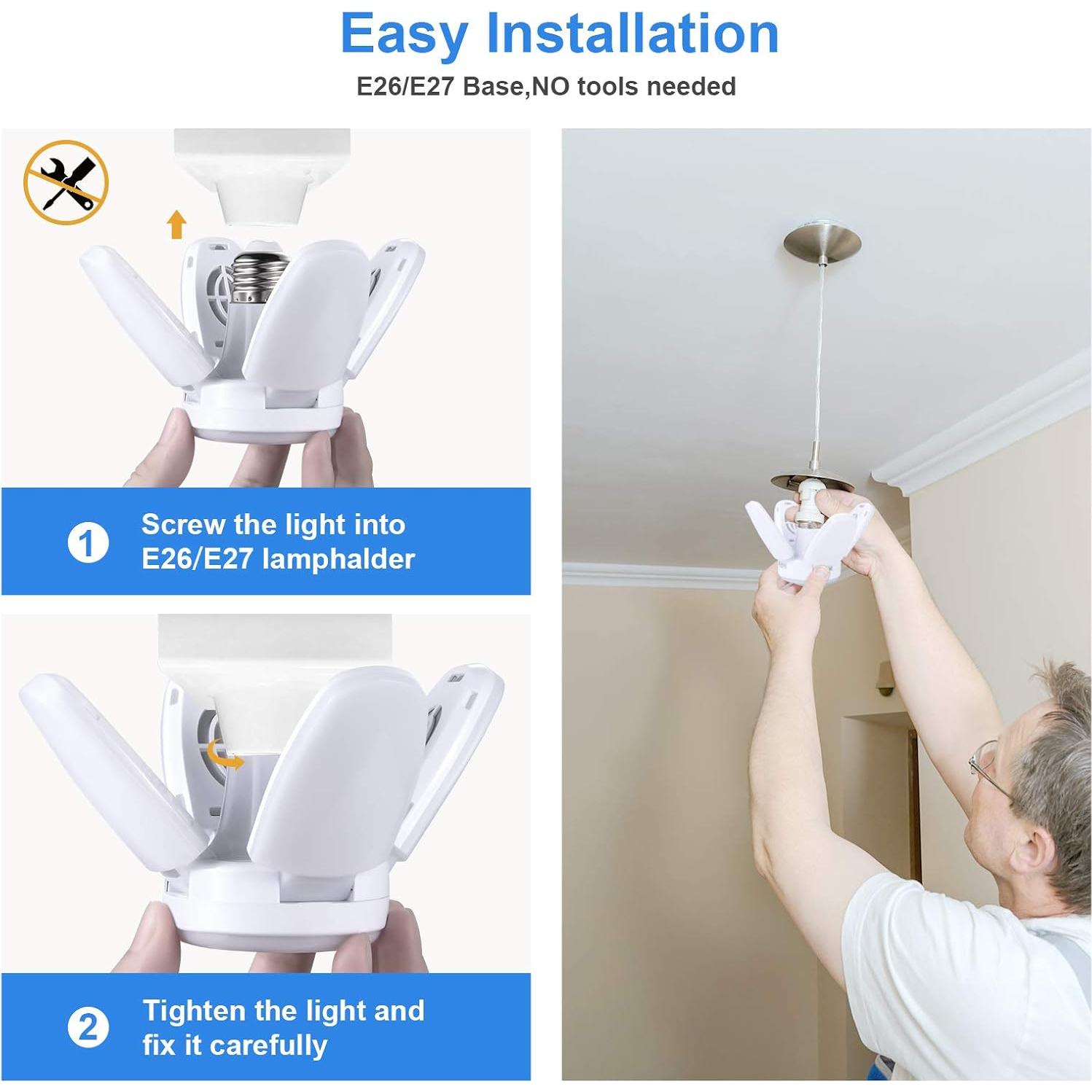 Paquete de 2 Bombillas LED Rieyue 35W Luz Diurna 6500K E26