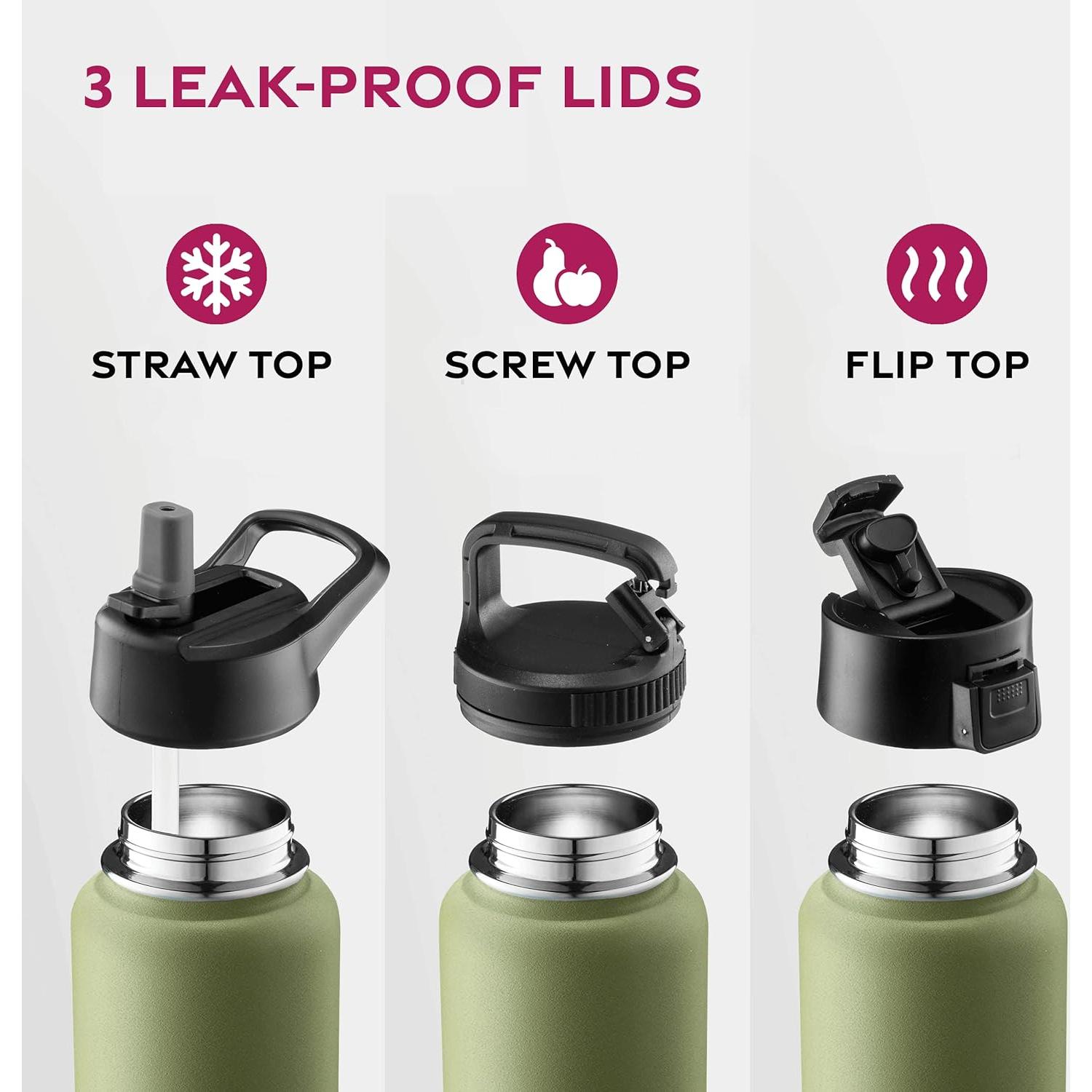 Botella de Agua FineDine 750ml Acero Inoxidable Verde Militar