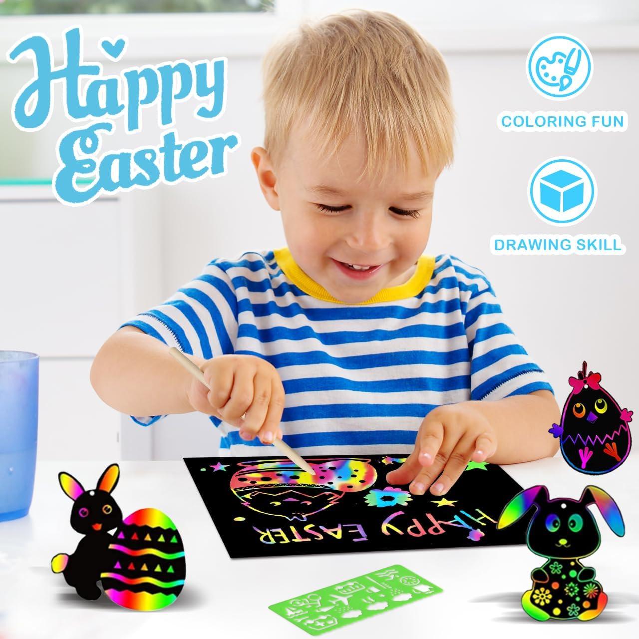 RMJOY Papel de Rascar Arcoíris 60PCS Manualidades Niños