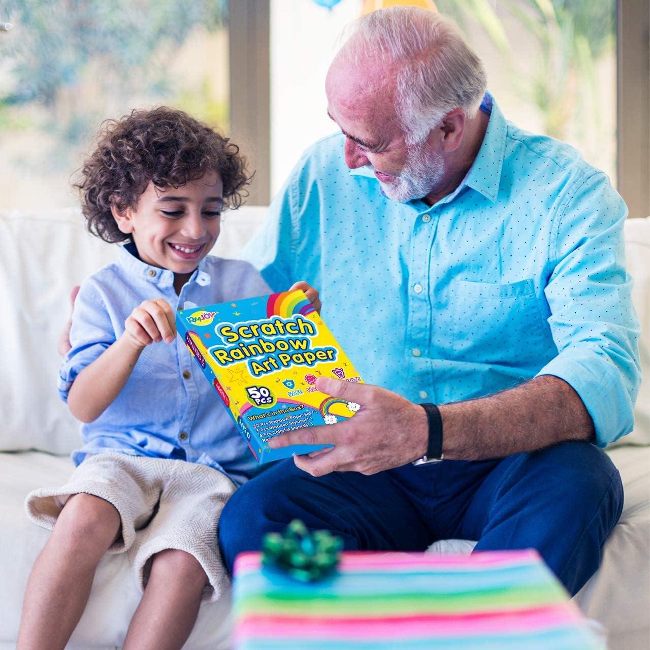 RMJOY Papel de Rascar Arcoíris 60PCS Manualidades Niños