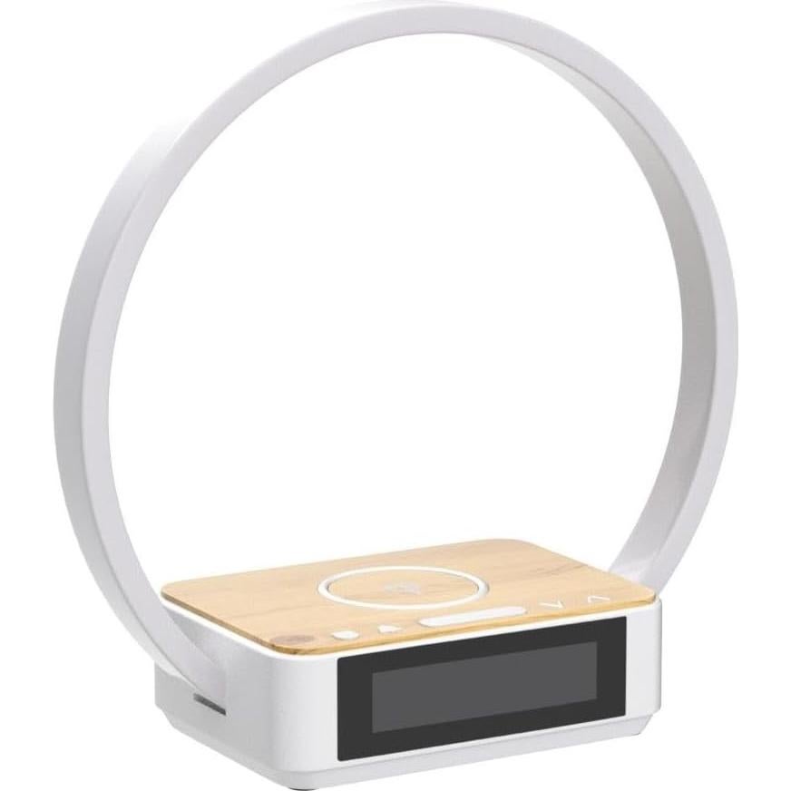 Lámpara de Mesa Táctil WILIT con Reloj Despertador y Cargador Inalámbrico, Luz Nocturna Regulable