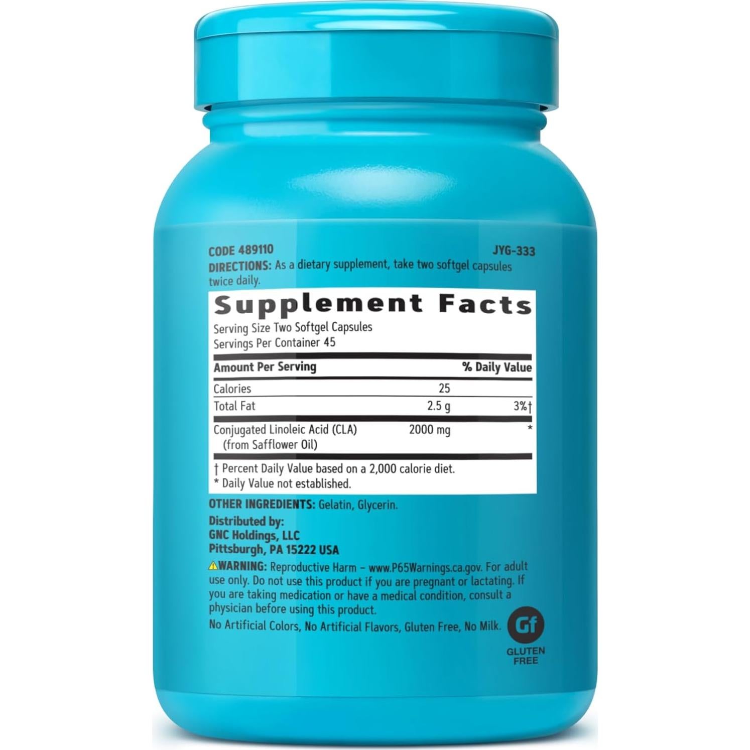 Suplemento GNC Total Lean CLA 90 Gelatinas Blandas Sin Gluten