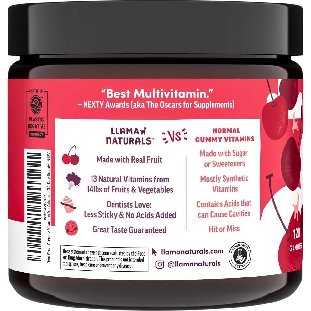 Gominolas Multivitamínicas Veganas Llama Naturals Cereza 120 Ct