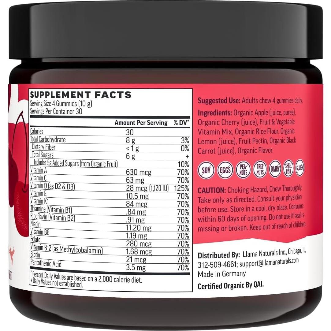 Gominolas Multivitamínicas Veganas Llama Naturals Cereza 120 Ct