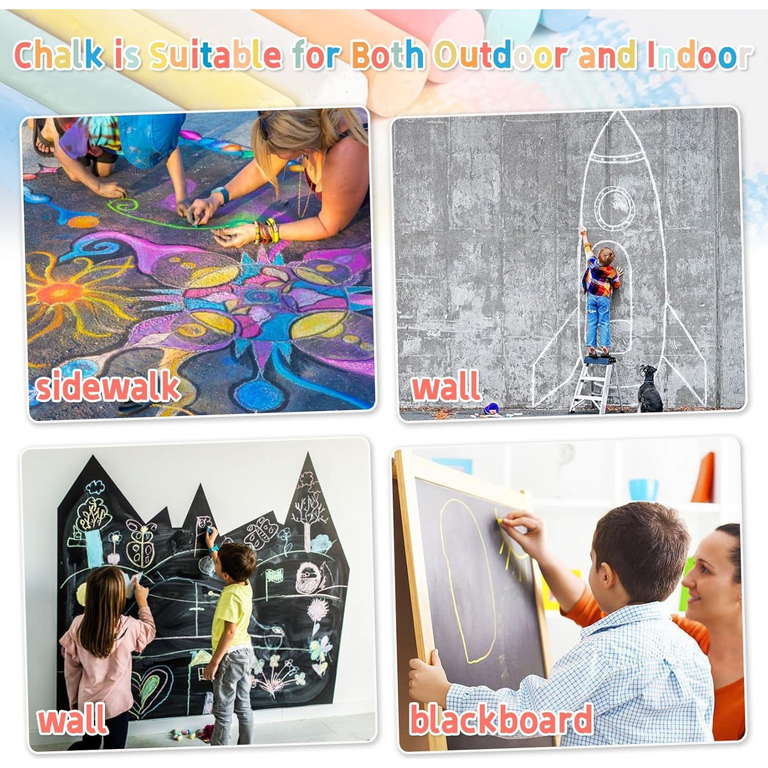 16 Tizas de Acera MAQIHAN Lavables 6 Colores para Interior y Exterior