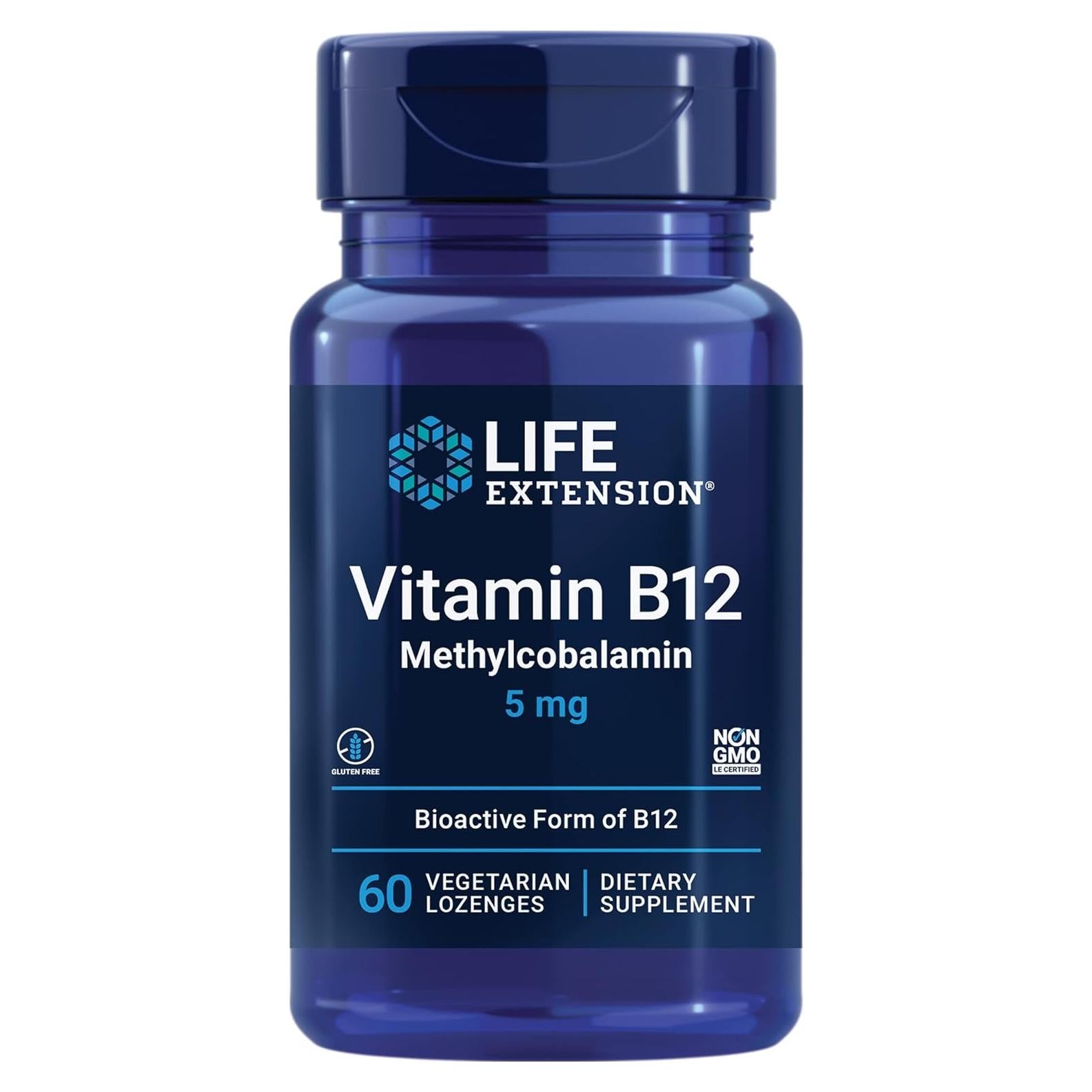 Suplemento de Vitamina B12 Methylcobalamin Life Extension 60 pastillas