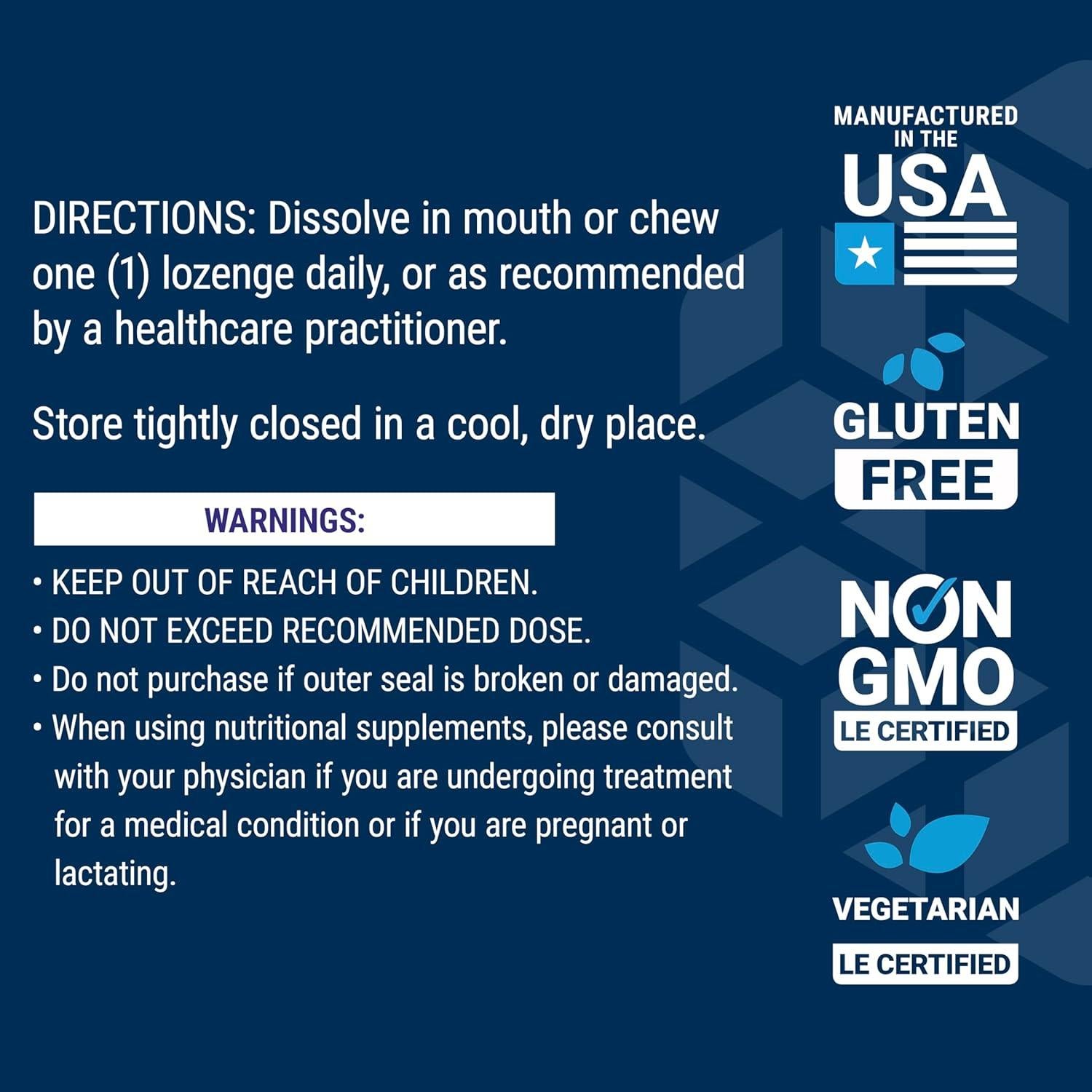 Suplemento de Vitamina B12 Methylcobalamin Life Extension 60 pastillas