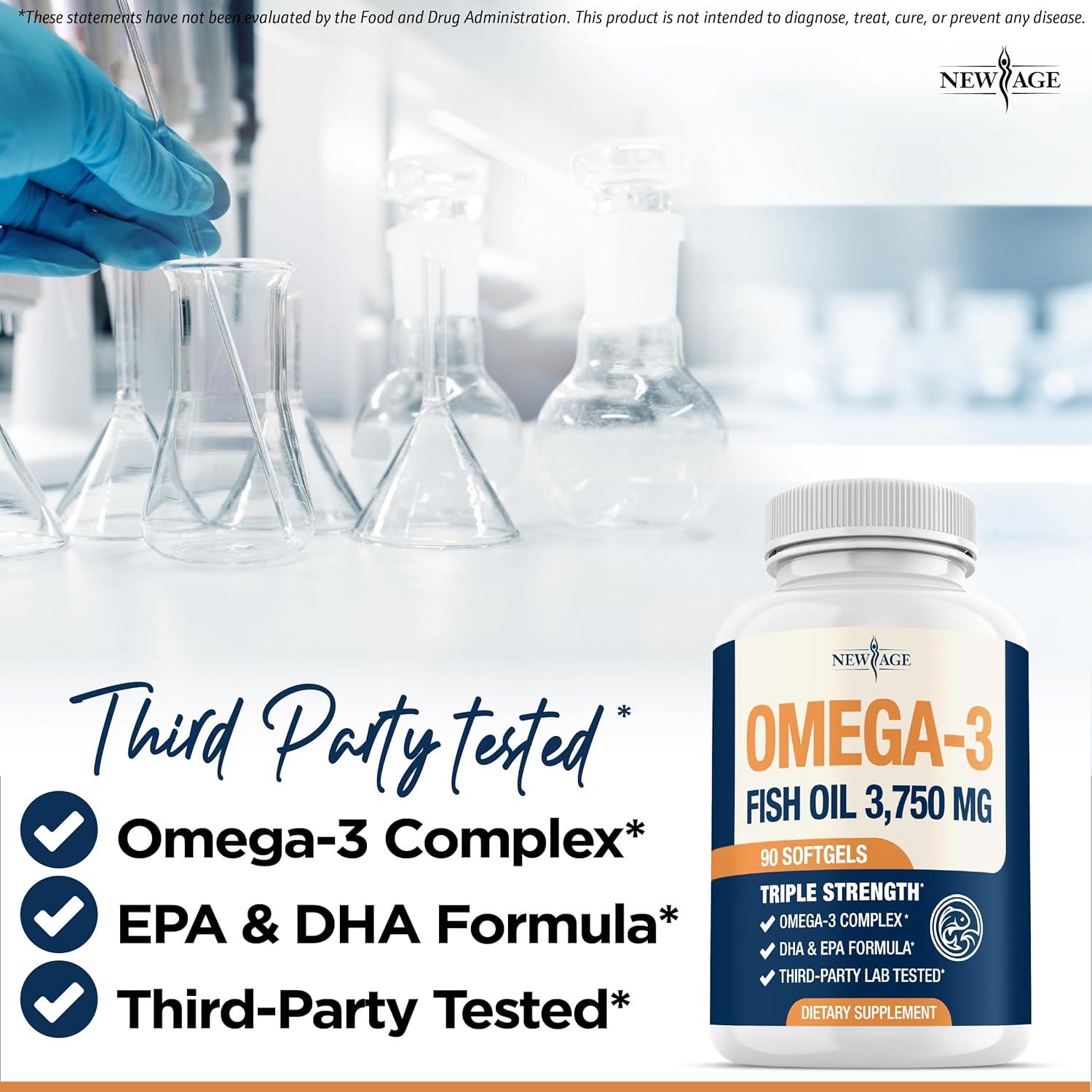 Aceite de Pescado Omega 3 New Age 3750 mg EPA DHA 90 Cápsulas