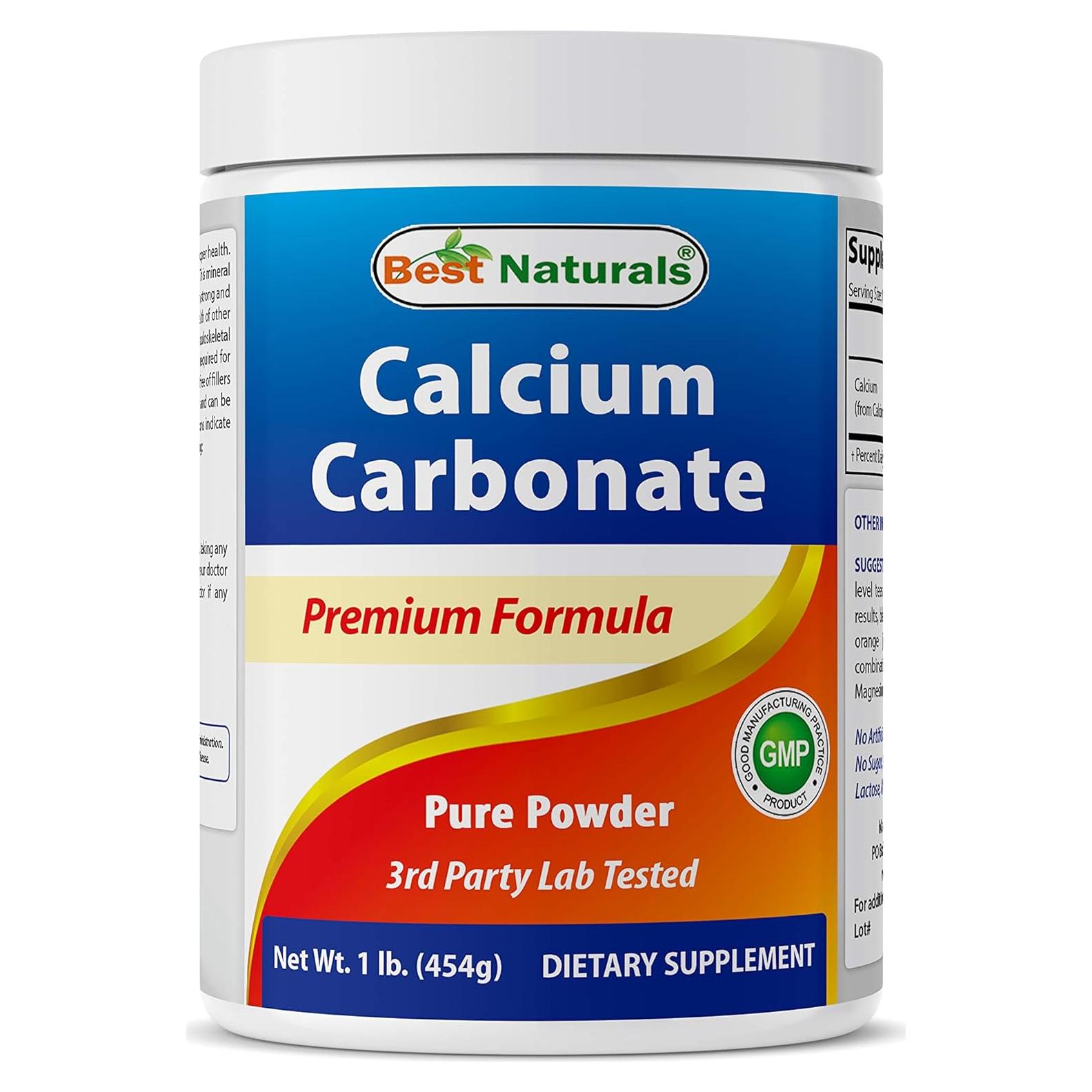 Polvo de Carbonato de Calcio Grado Alimenticio Mejor Naturales 454 g