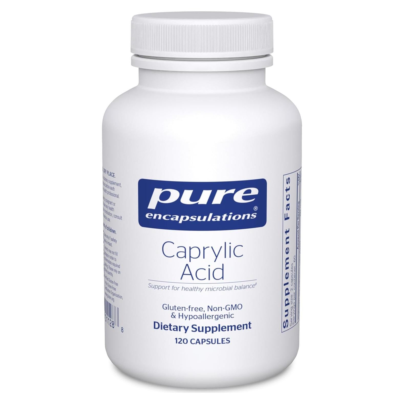 Ácido Caprílico Pure Encapsulations 120 Cápsulas Salud Intestinal