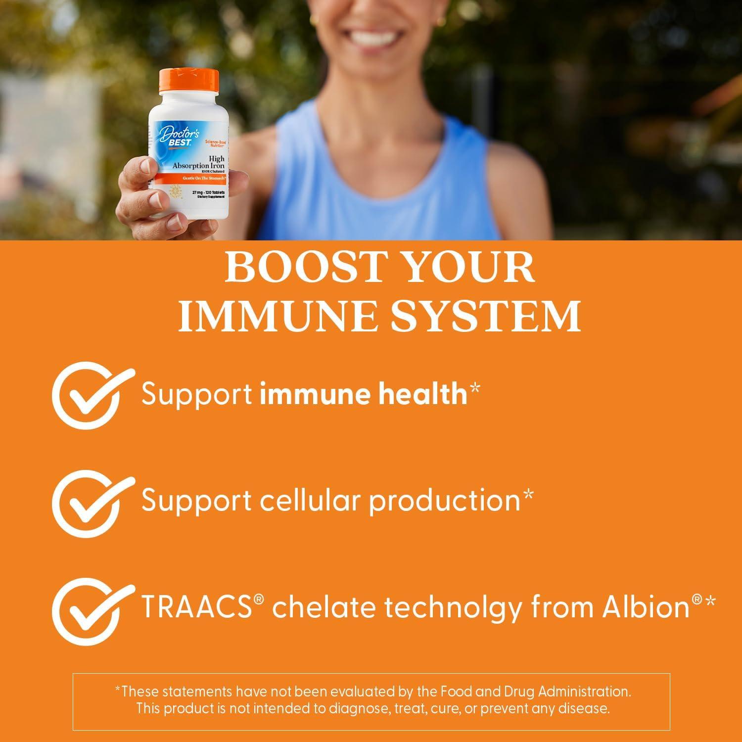 Tableta de Hierro Quelado Doctor's Best 27 mg - Suave Digestión