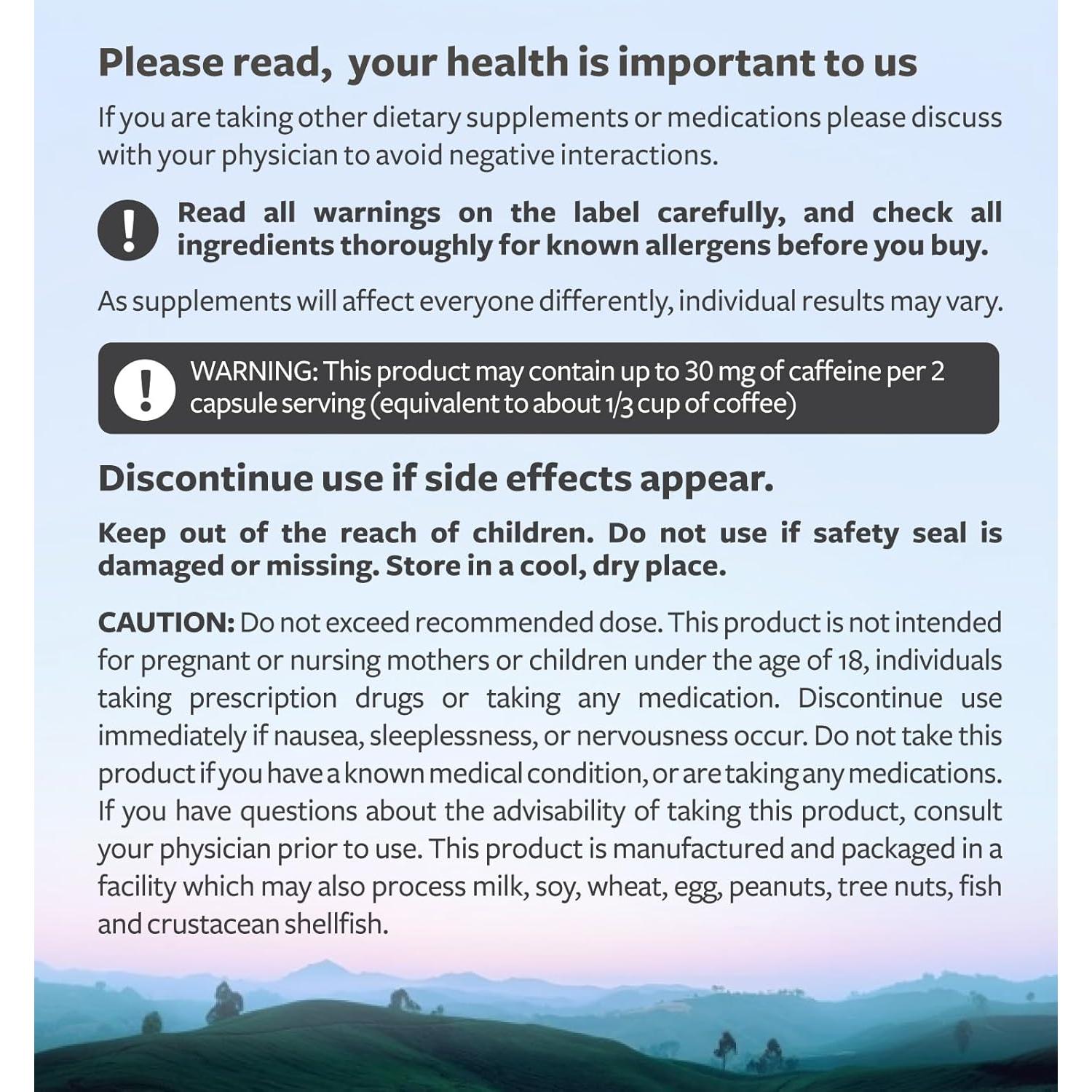 Cápsulas de Extracto de Té Verde Healths Harmony 500mg - Antioxidantes