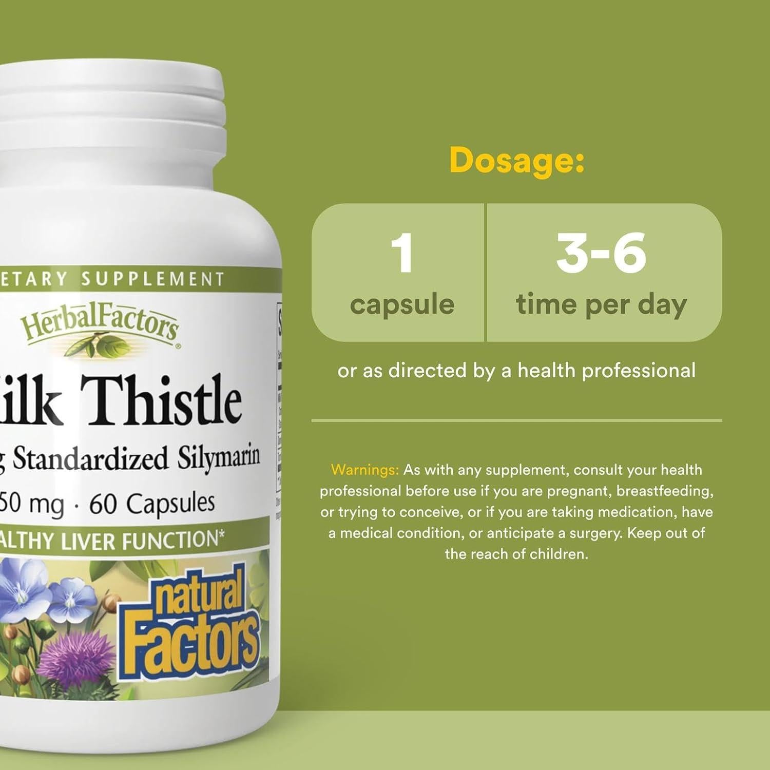 Cardo Mariano 250 mg Factores Naturales 60 Cápsulas Hepáticas