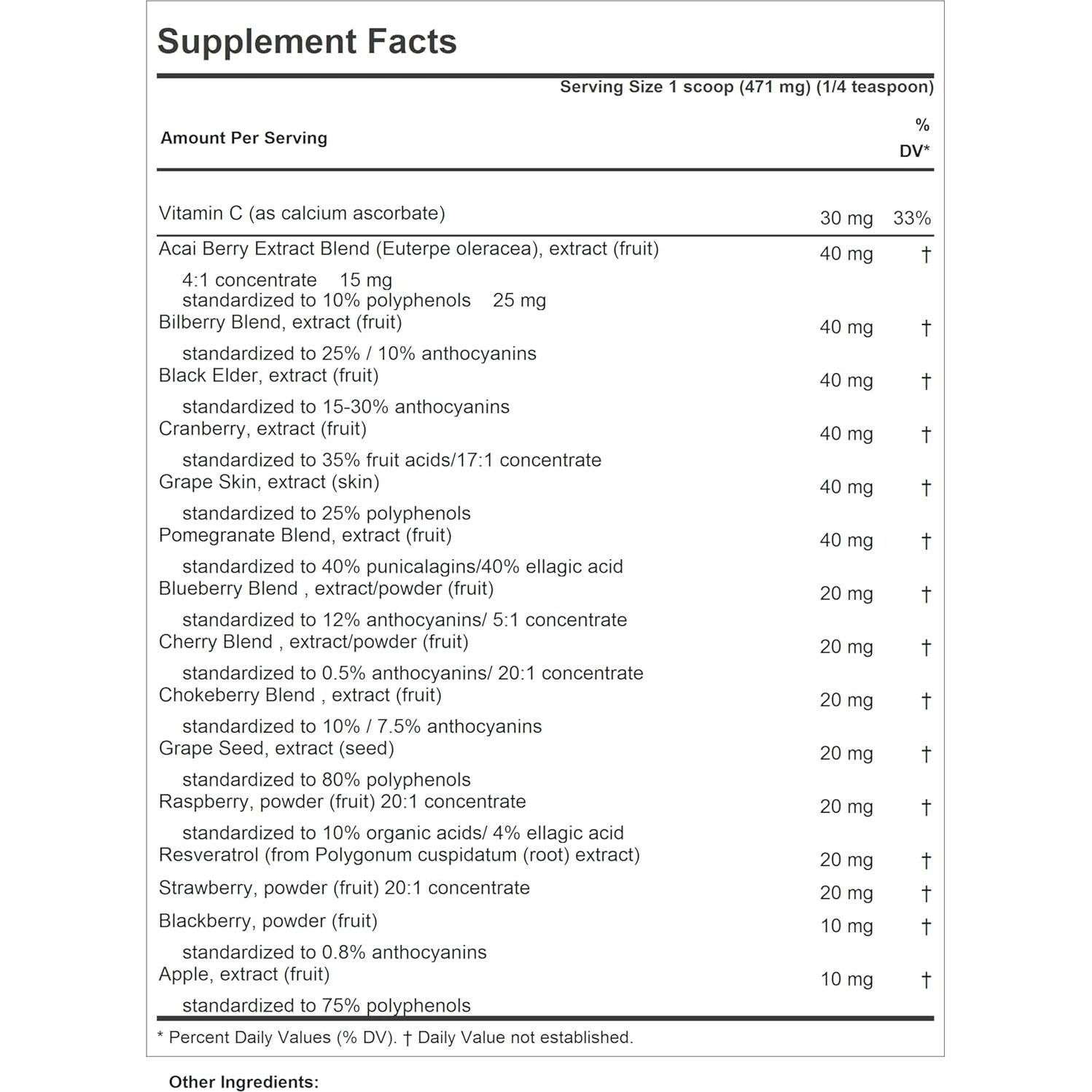 Extractos de Frutas Completos Antioxidantes Andrew Lessman 600 Porciones