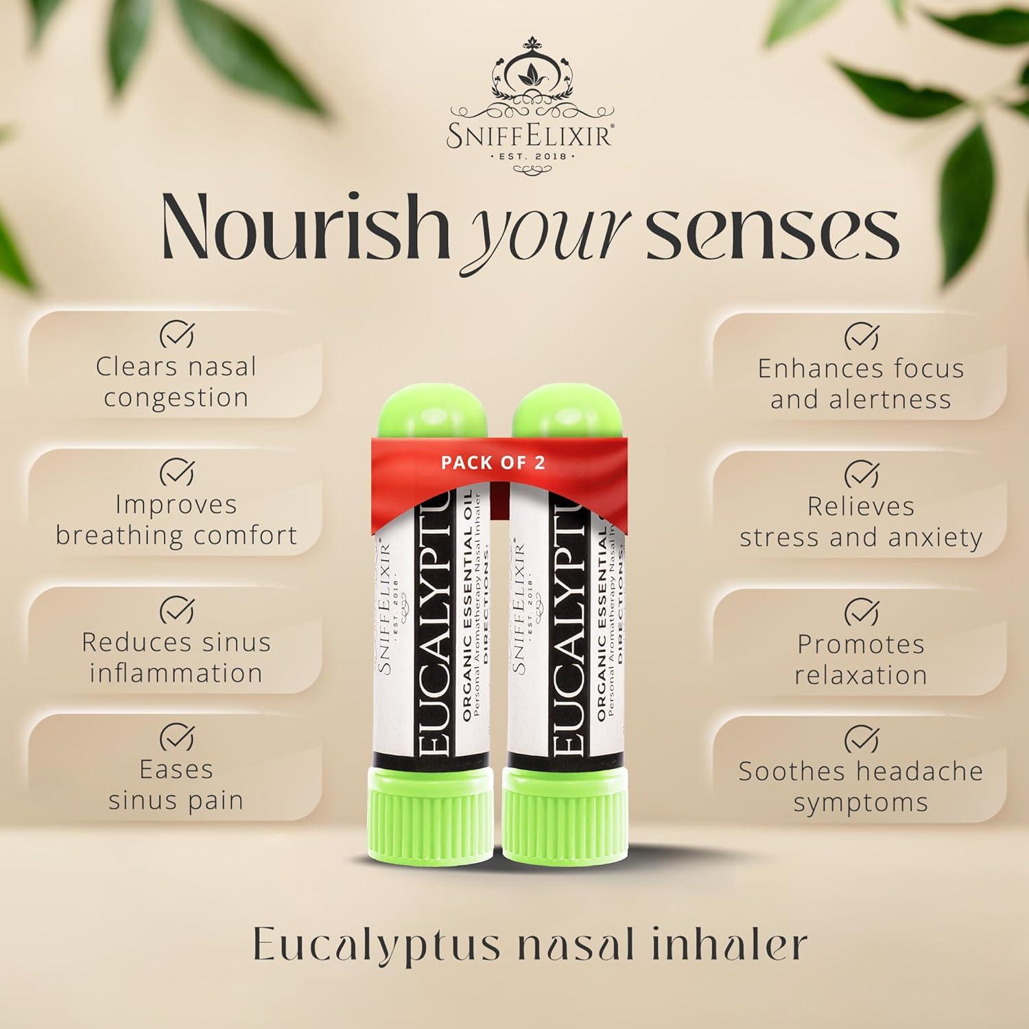 Inhalador Nasal de Eucalipto SniffElixir - Paquete de 2