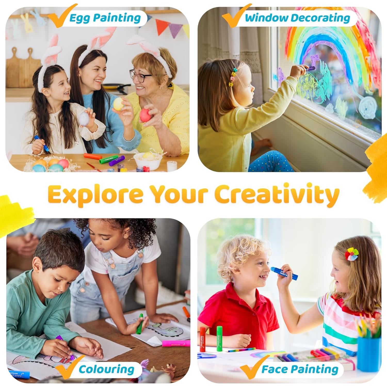 Barras de Pintura Tempera The Glowhouse 12 Colores No Tóxicas