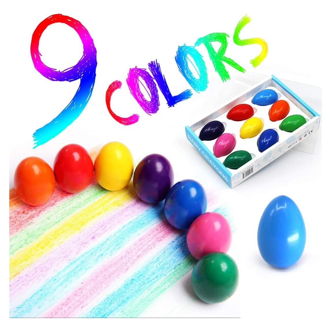 Crayones en forma de huevo MUGIT - 9 colores lavables