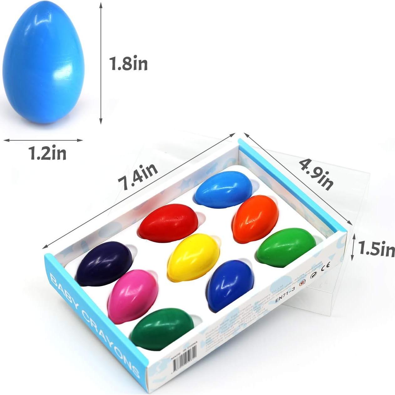 Crayones en forma de huevo MUGIT - 9 colores lavables
