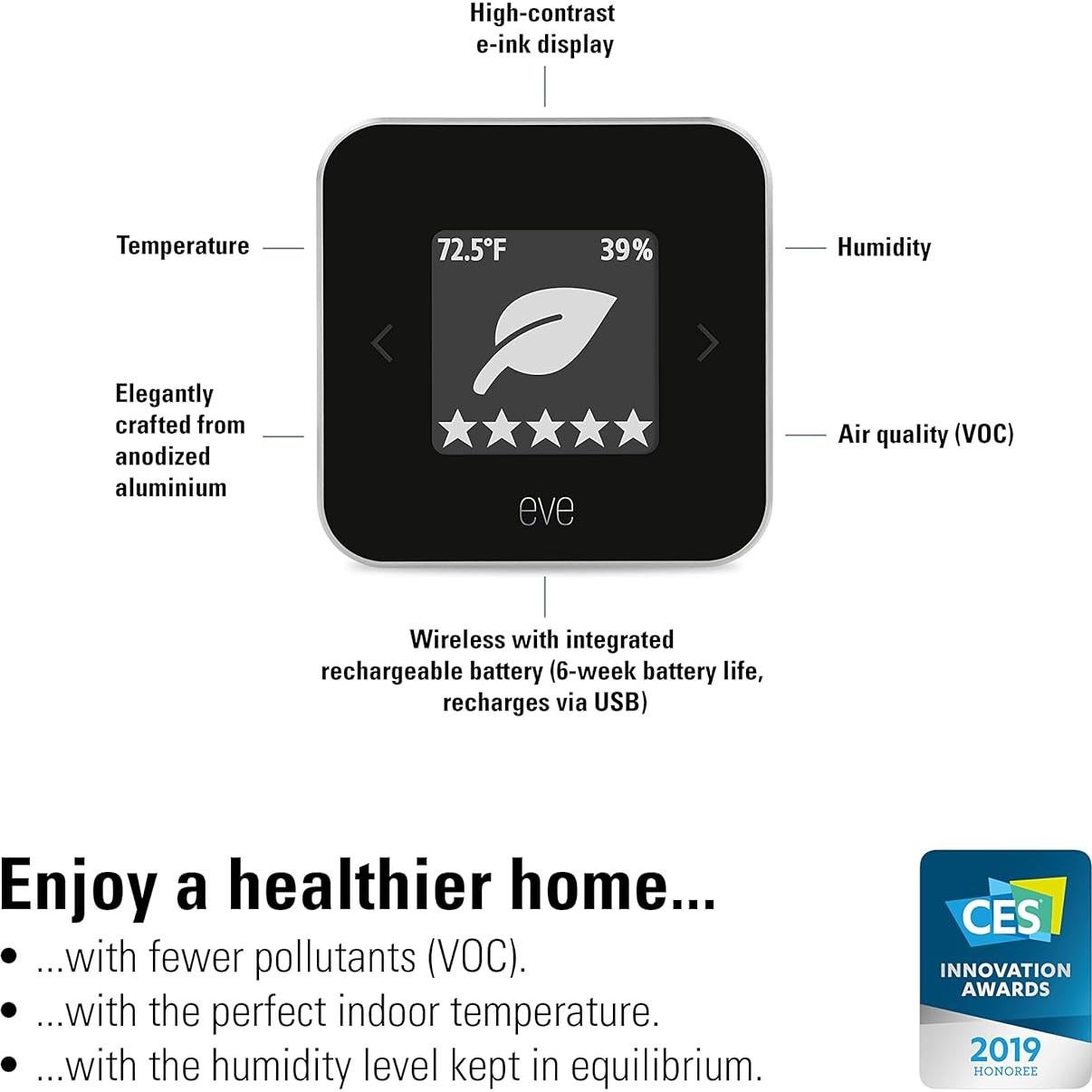 Sensor de Calidad del Aire Eve Room - Monitoreo COV, Temp y Humedad