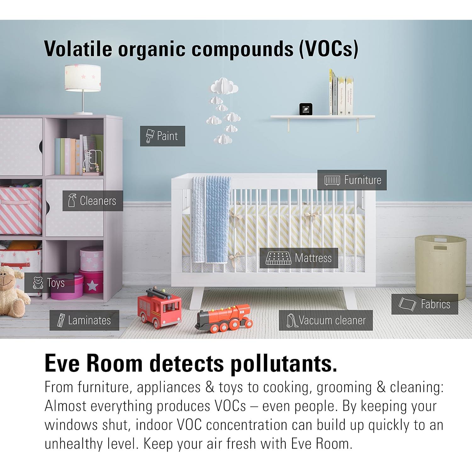 Sensor de Calidad del Aire Eve Room - Monitoreo COV, Temp y Humedad
