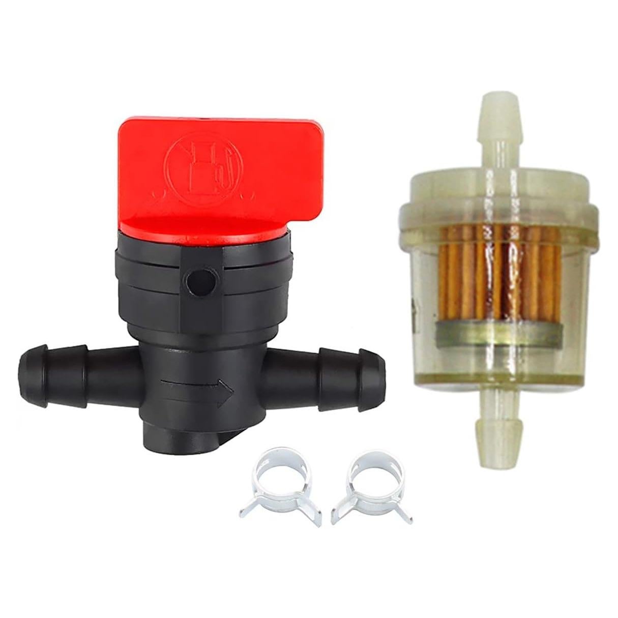 Filtro de Gasolina en Línea WaruiTT 1/4" con Válvula y Abrazaderas