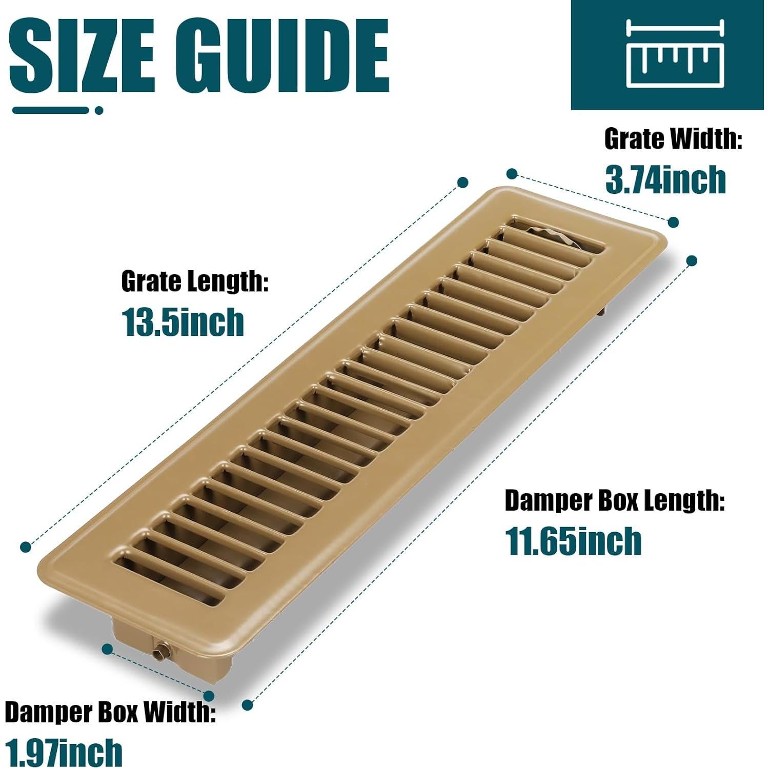 Rejilla de Piso VOISEN 2x12" Marrón Acero Ajustable 2PCS