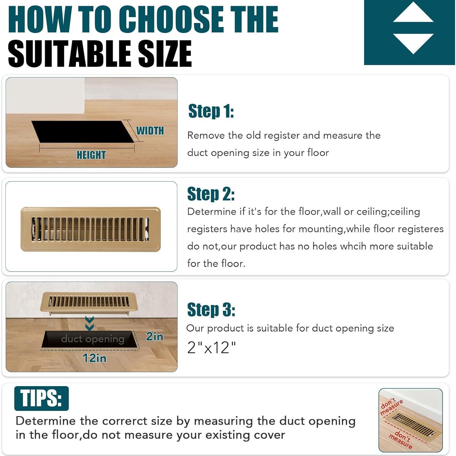 Rejilla de Piso VOISEN 2x12" Marrón Acero Ajustable 2PCS