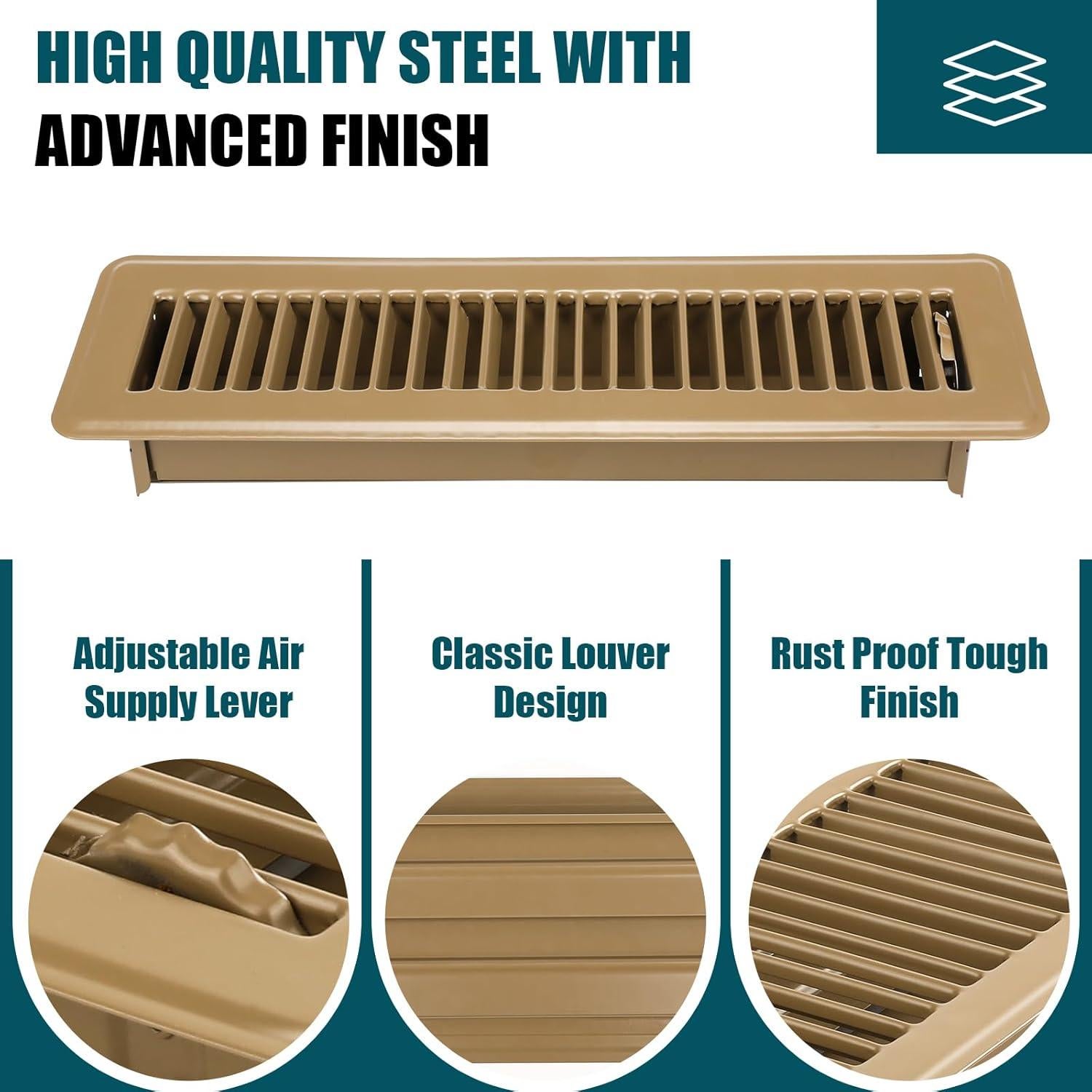 Rejilla de Piso VOISEN 2x12" Marrón Acero Ajustable 2PCS