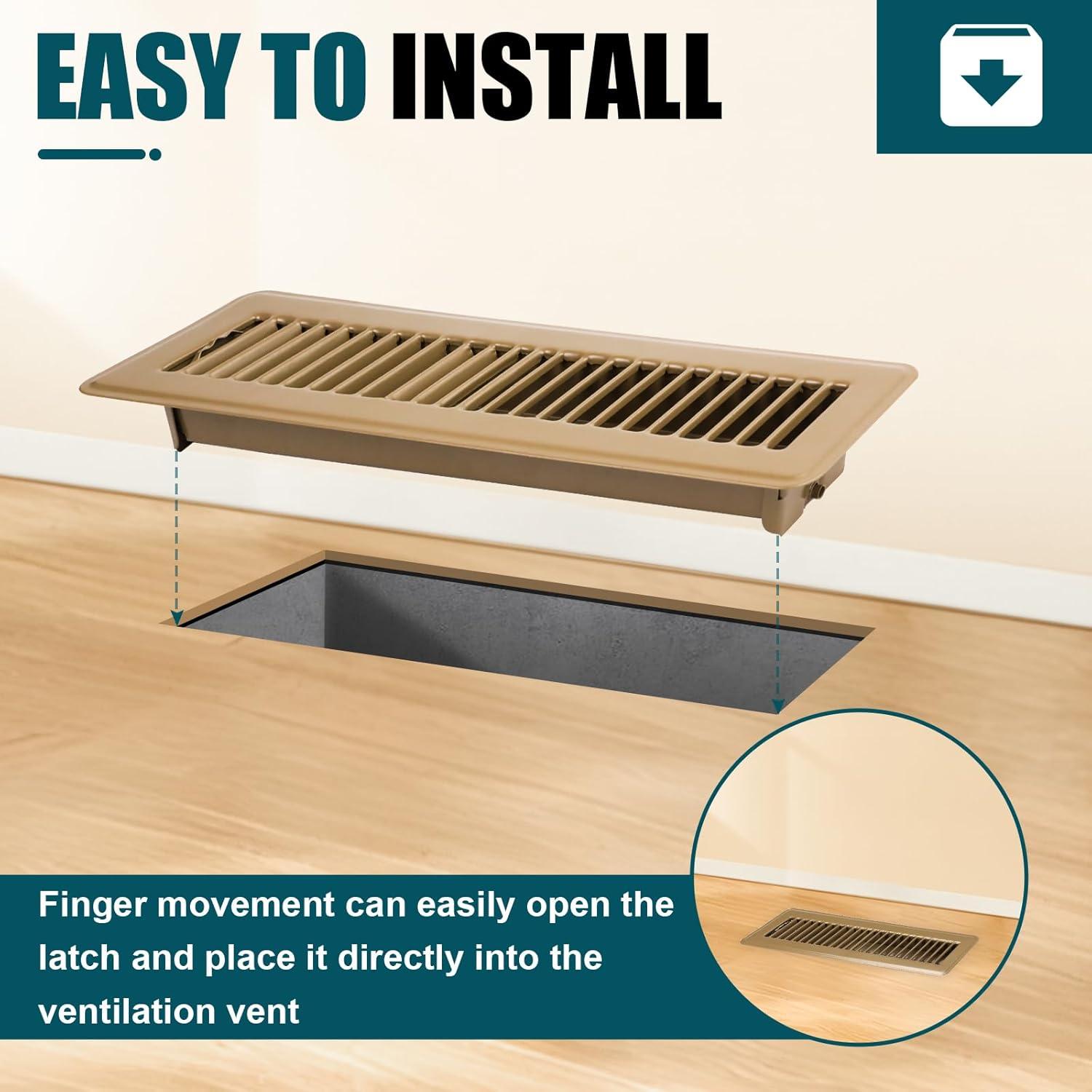 Rejilla de Piso VOISEN 2x12" Marrón Acero Ajustable 2PCS