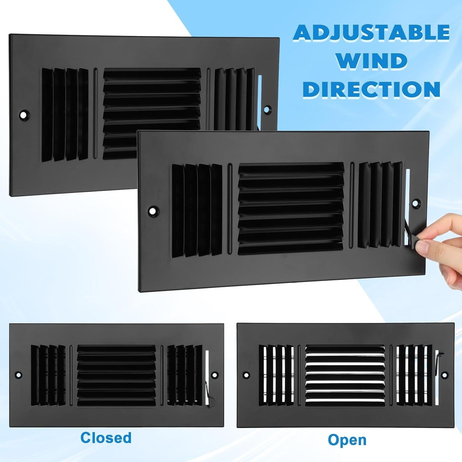 Cubiertas de Ventilación de Techo Wesiti 10x4" 2 Pcs Negro