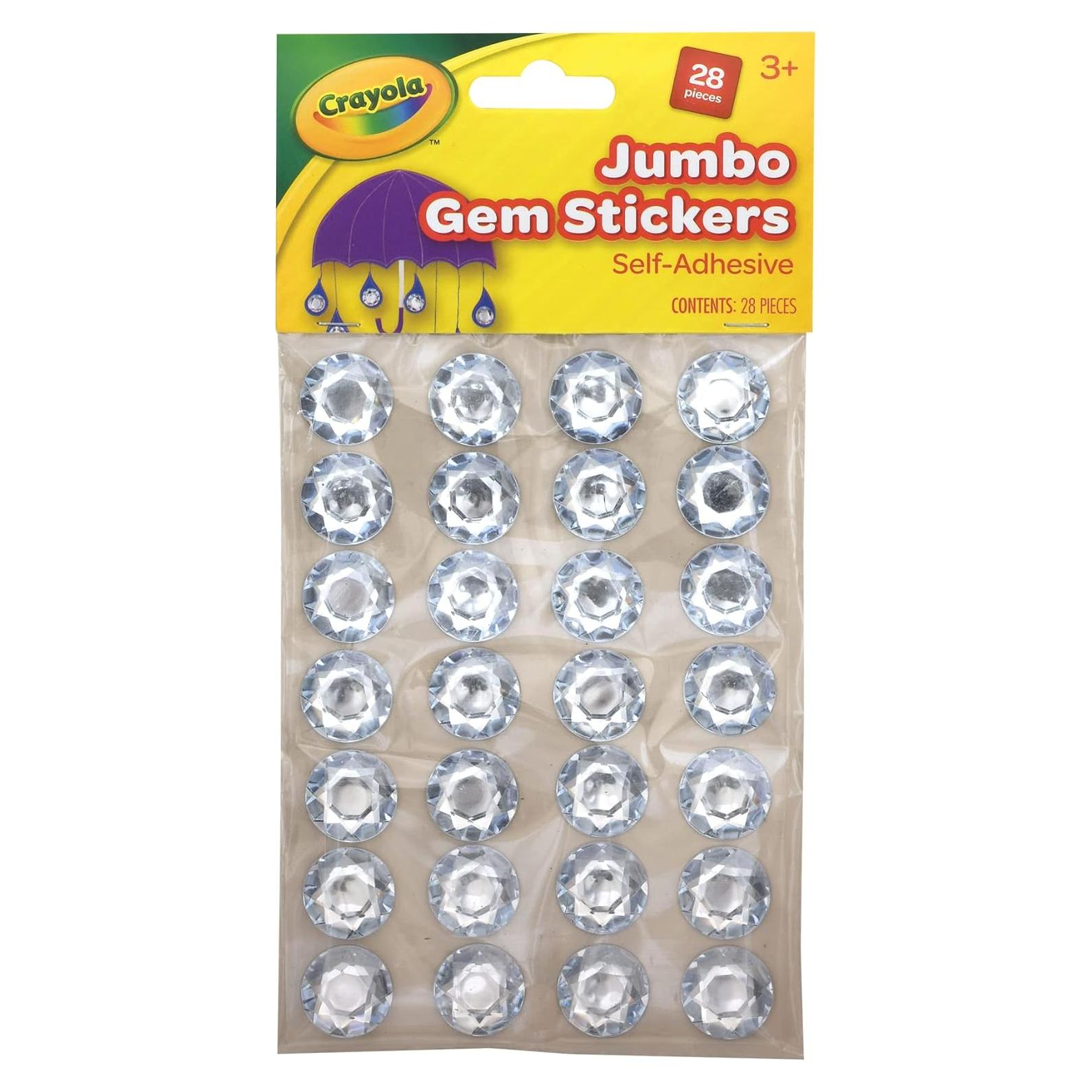 Calcomanías de Gemas Jumbo Pacon, Transparente, 28 Piezas