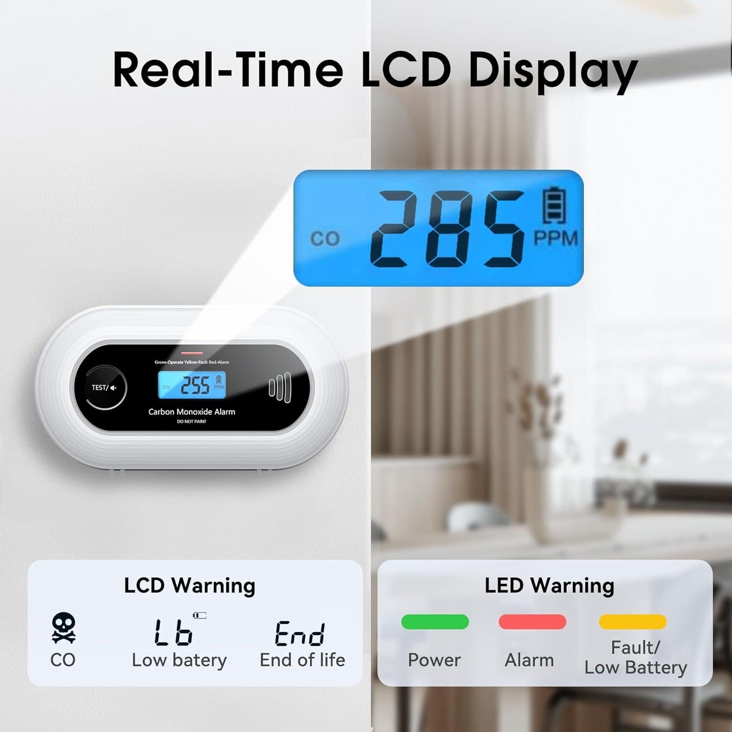 Detector de Monóxido de Carbono KARUOTOP VC21 con Pantalla LCD