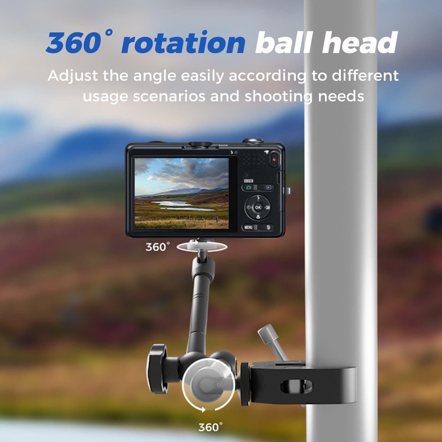 Soporte de Cámara ATLI 11" con Super Clamp Ajustable 1/4" y 3/8"