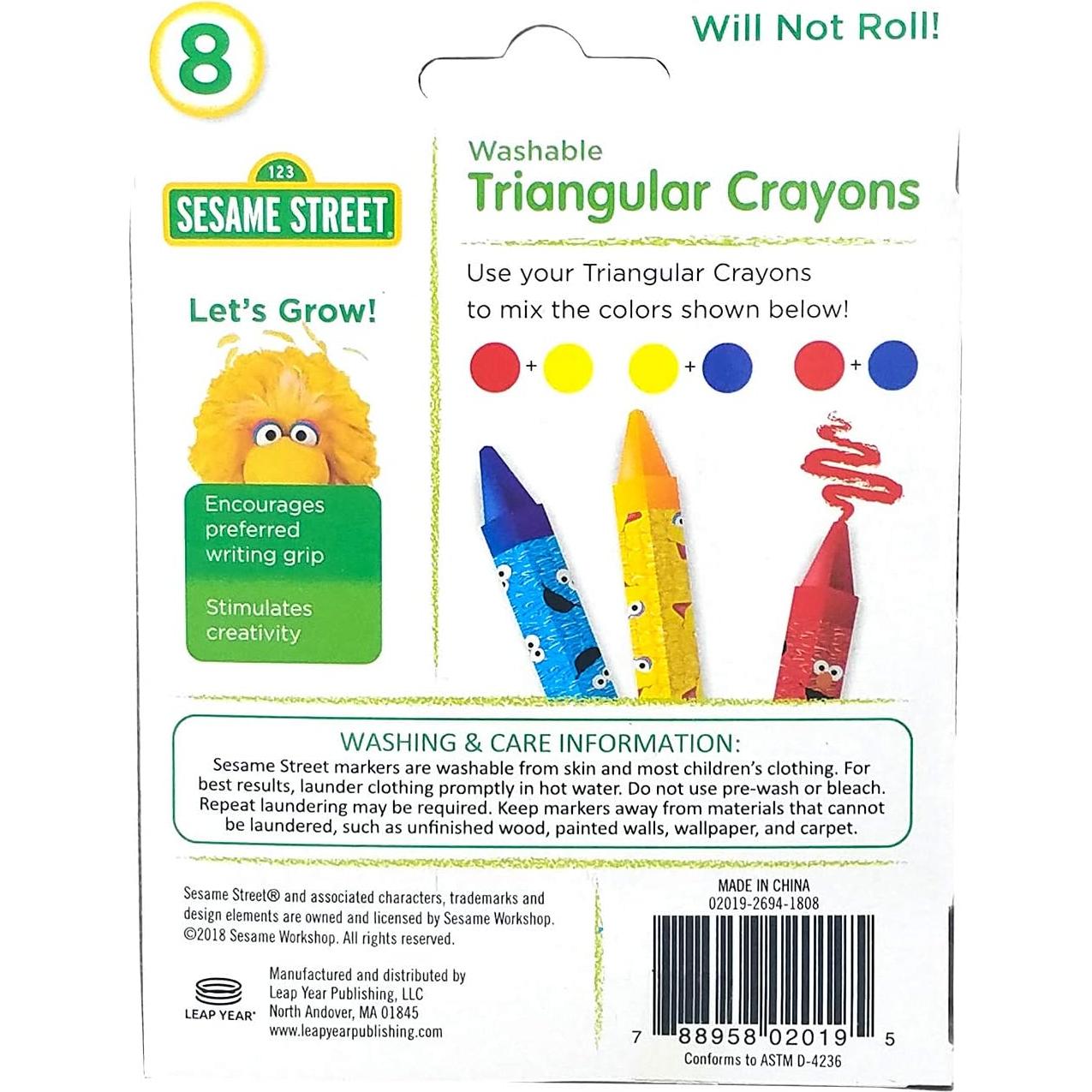 Crayones Triangulares Plaza Sésamo 8 Colores Lavables