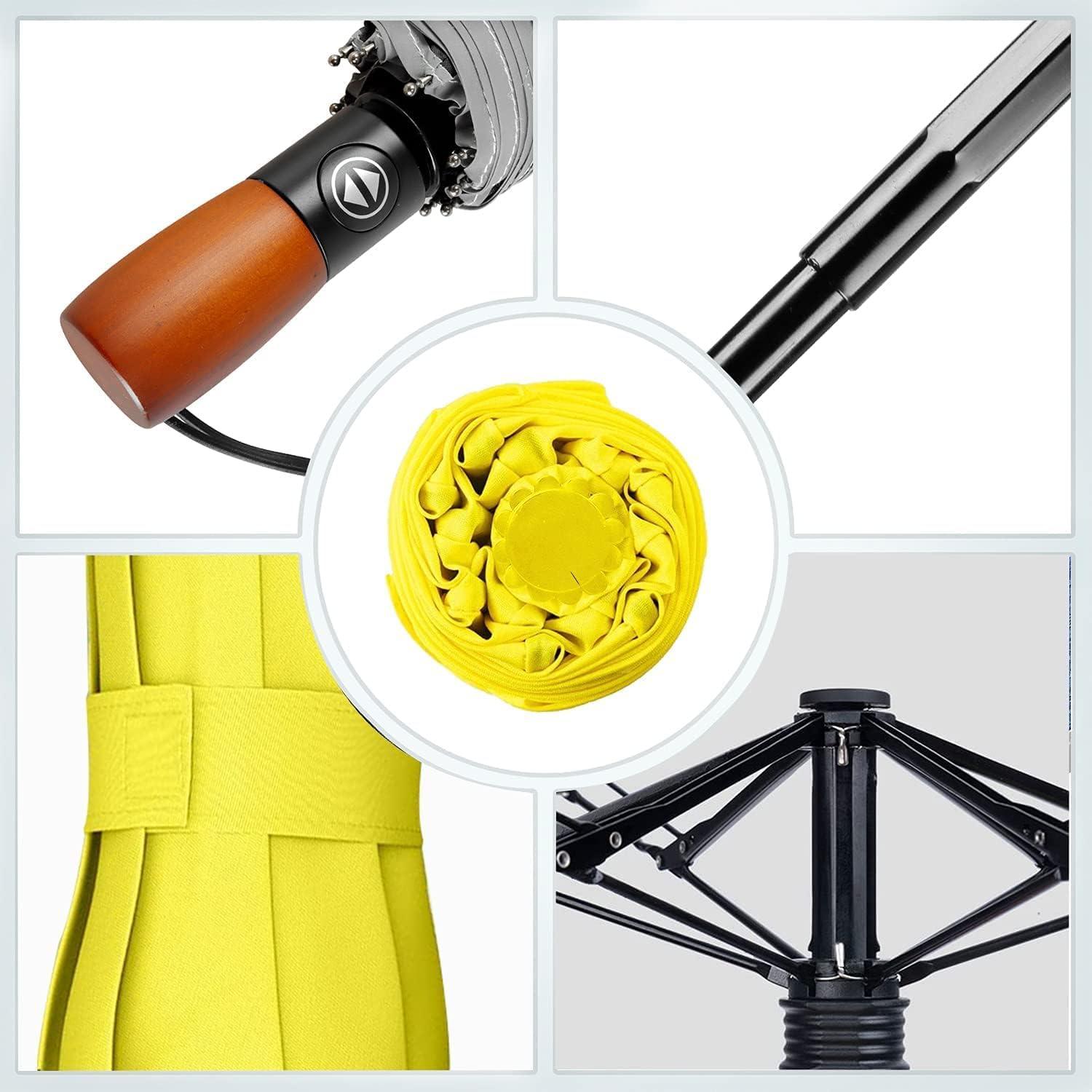 YumSur Paraguas Compacto Automático - A Prueba de Viento, Amarillo