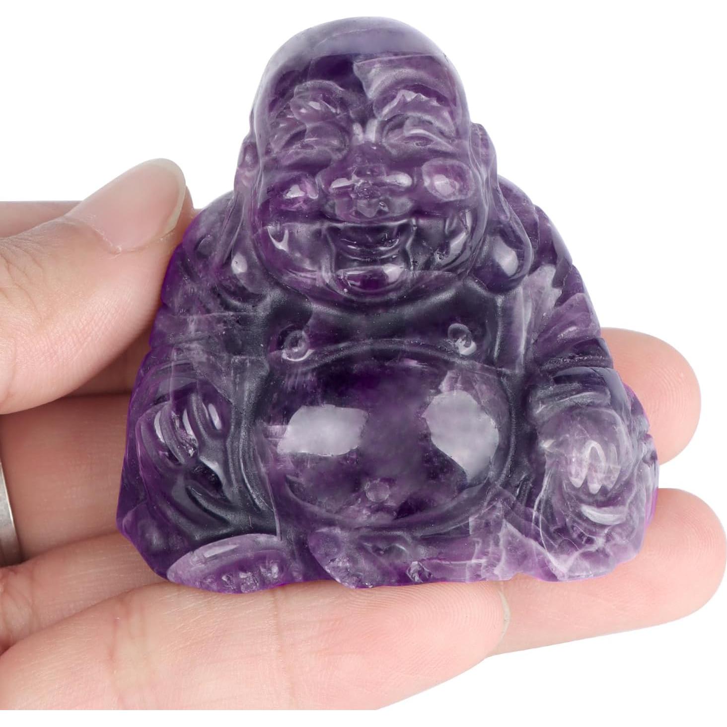 Estatua de Buda Maitreya de Cristal de Amatista Artistone 5cm