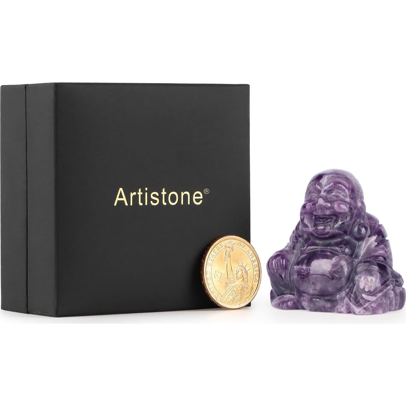 Estatua de Buda Maitreya de Cristal de Amatista Artistone 5cm