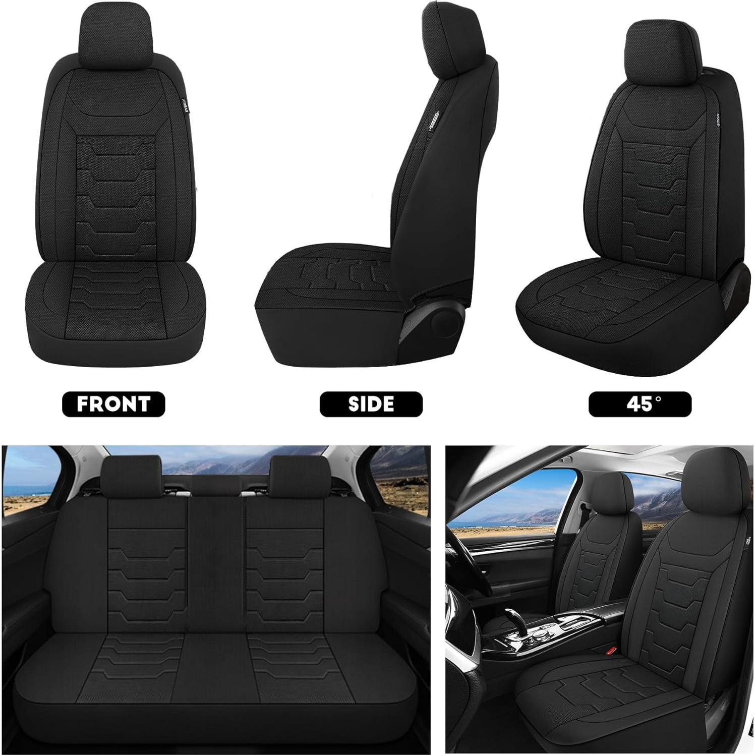 Fundas de Asiento de Coche AOKAOK 3D Transpirables Negro