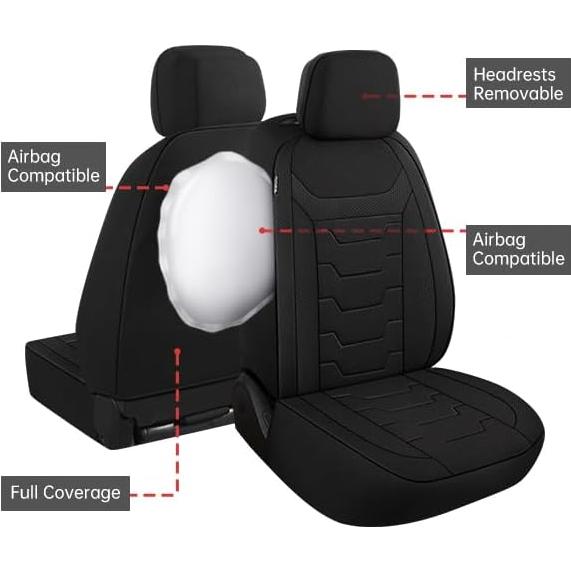 Fundas de Asiento de Coche AOKAOK 3D Transpirables Negro