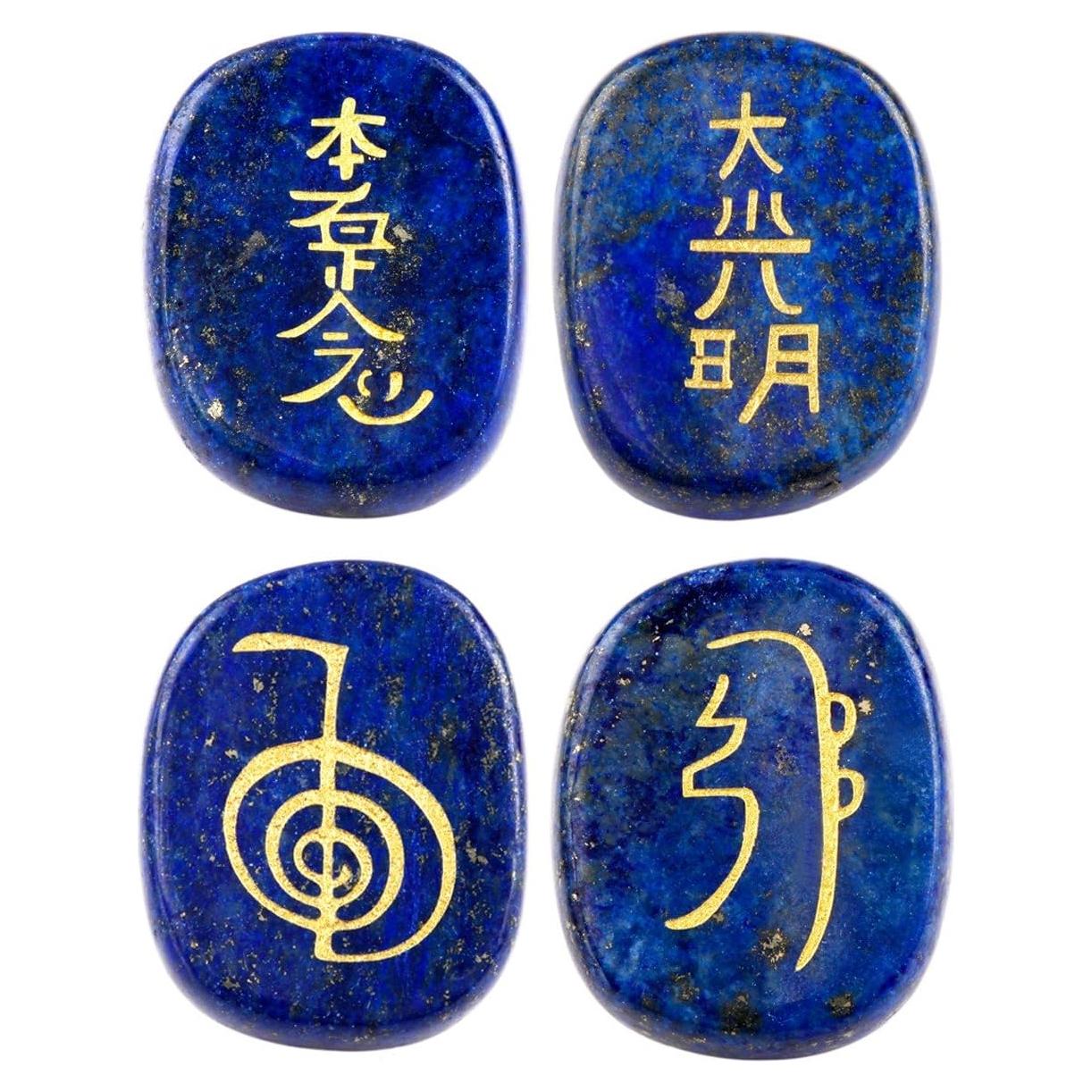 Piedras de Chakra Lapislázuli Mookaitedecor 4 Piezas Reiki