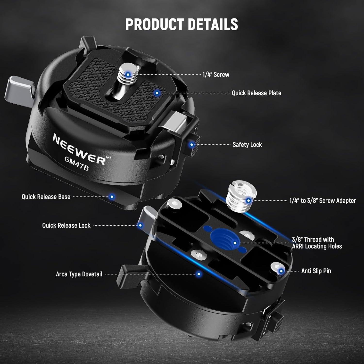 Kit de Placa de Liberación Rápida NEEWER GM47B Arca Swiss