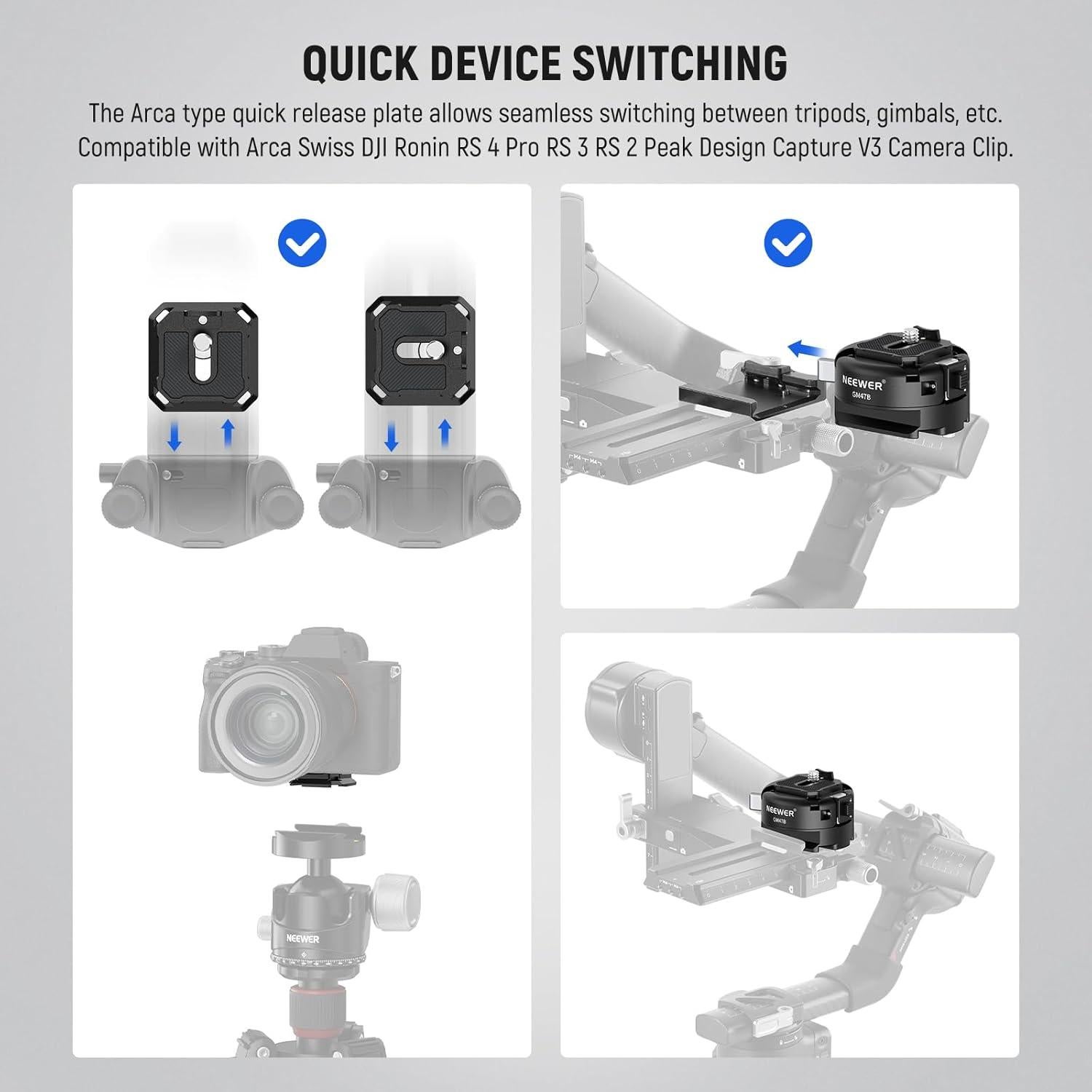 Kit de Placa de Liberación Rápida NEEWER GM47B Arca Swiss