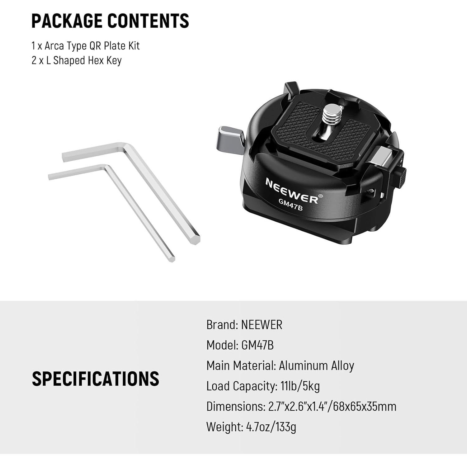 Kit de Placa de Liberación Rápida NEEWER GM47B Arca Swiss