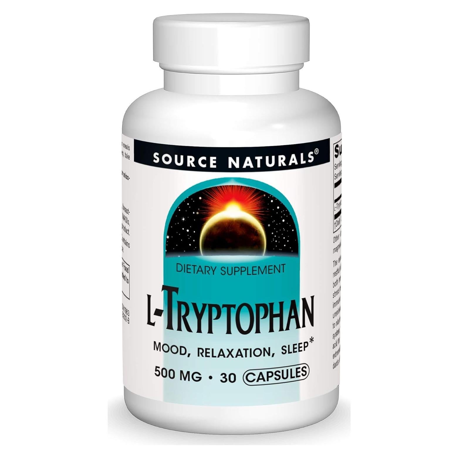 L-Triptófano Source Naturals 500mg - 30 Cápsulas para Sueño