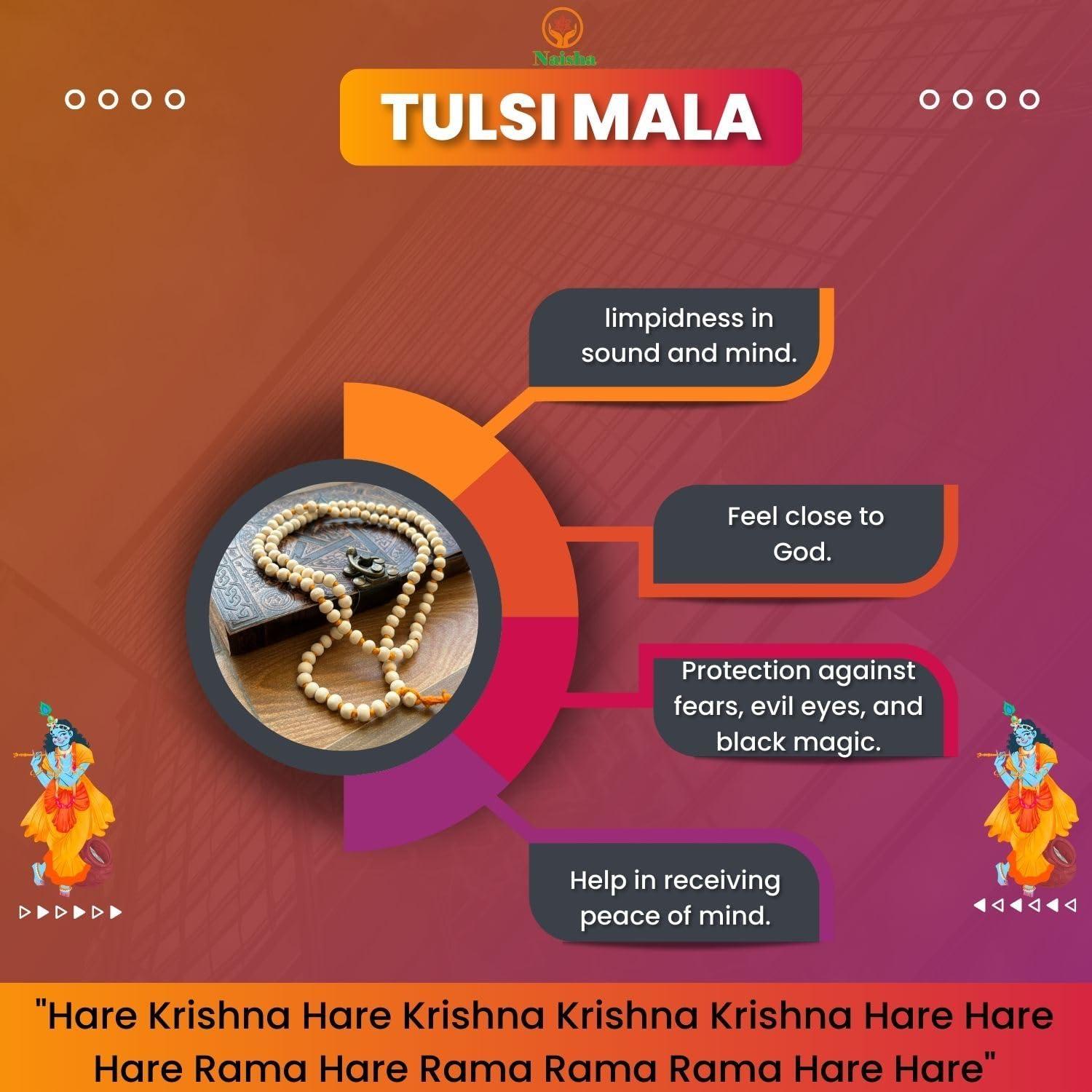 Mala de Japa NAISHA de Tulsi Hecha a Mano 108 Cuentas